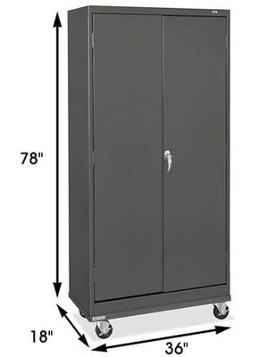 Шкаф регулируемой полки металла двойной двери Unassembled с колесами