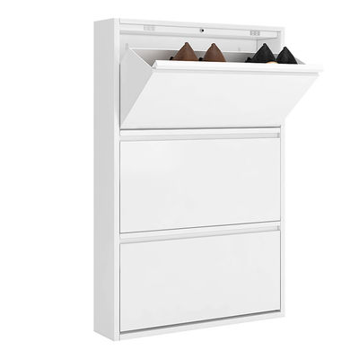 White Modern Design Metal Storage Cabinet 3 Layers Shoe Rack Steel Cabinet