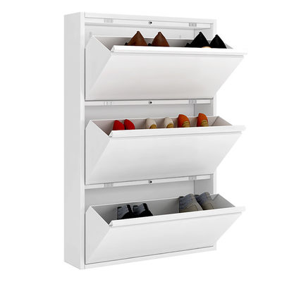 White Modern Design Metal Storage Cabinet 3 Layers Shoe Rack Steel Cabinet